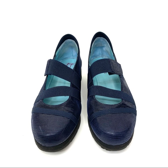 Thierry Rabotin Navy Blue & Black Mary Jane Wedge Heel Strappy Shoes Size 40 - Picture 2 of 12